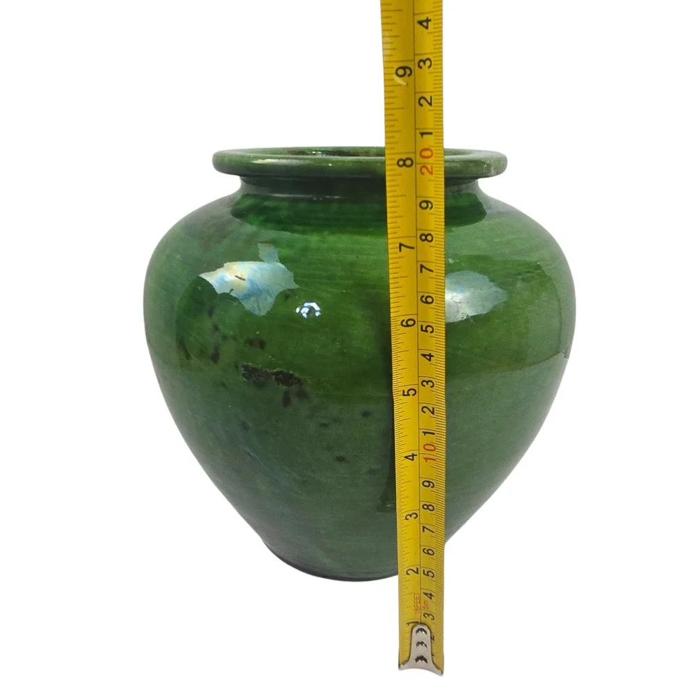 Signed Mid-Century Poterie Ravel Aubagne Green Glazed Terracotta 8